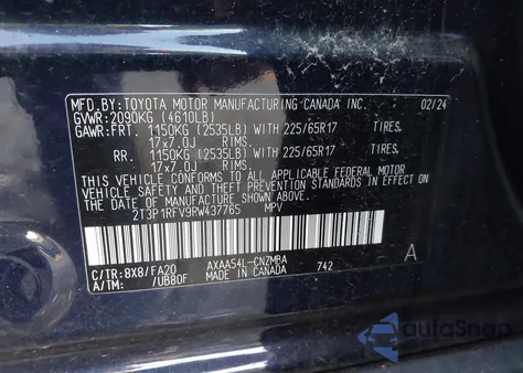 2024 Toyota Rav4 Xle из США, поврежденный, VIN 2T3P1RFV9RW437765